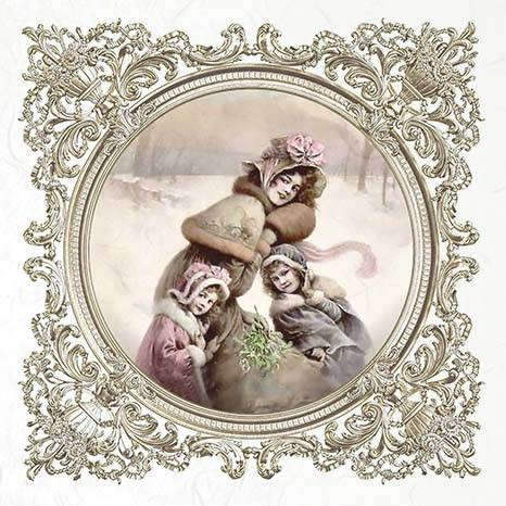 Zestaw papierów ryżowych - ITD RSM060 ramki vintage postacie zima