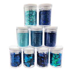 Zestaw brokatów i ozdób w odcieniach niebieskiego - 9 x 3,5-4g