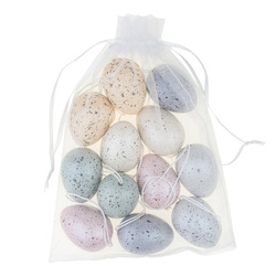 Jajka plastikowe kolorowe z zawieszką 4cm - 12szt