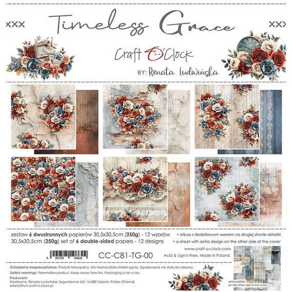 Zestaw papierów do scrapbookingu 30x30 - Craft o'clock - Timeless Grace