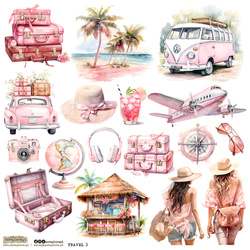 Naklejki papierowe - ScrapLove - Travel 3 podróże walizki samolot