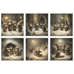 Zestaw papierów ryżowych - zimowa opowieść, bajkowe, myszki - RSM207 - Itd Collection