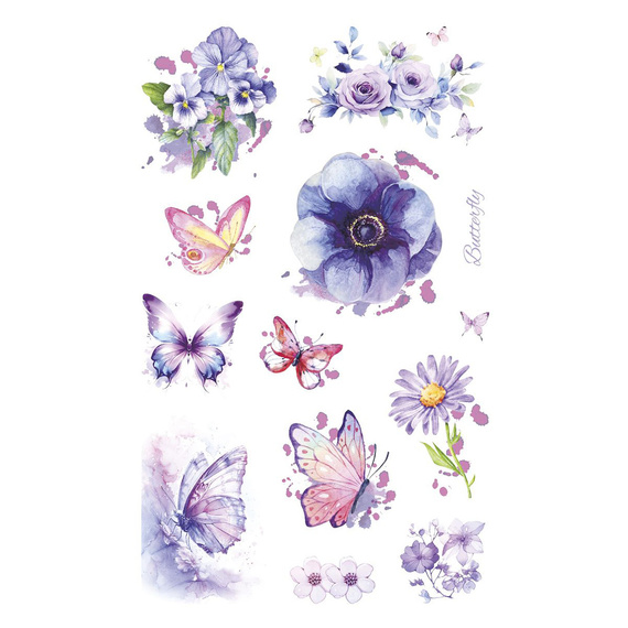 Naklejki foliowe - Fioletowe kwiatki i motylki