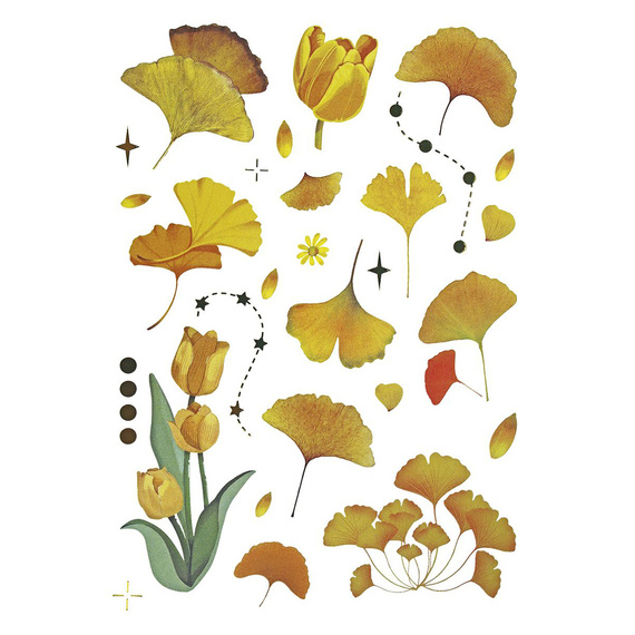 Naklejki foliowe - Żółte kwiaty i liście