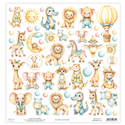 Papier z elementami do scrapbookingu 30x30 - Mintay - Baby Safari