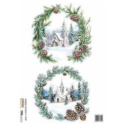 Papier ryżowy A4 - Scraplove - Winter Church 2 - Zimowy kościół