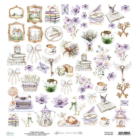 Papier z emementami do scrapbookingu 30x30 - Mintay - Home, Sweet Home