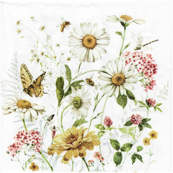 Serwetka do decoupage 33x33cm - Wildflower nad Butterfly kwiaty polne owady