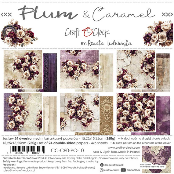 Zestaw papierów do scrapbookingu 15x15 - Craft o'clock - Plum & Caramel