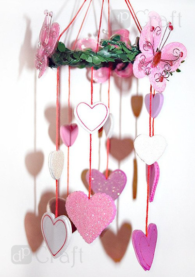 Naklejki z pianki - serca print i brokat 50szt