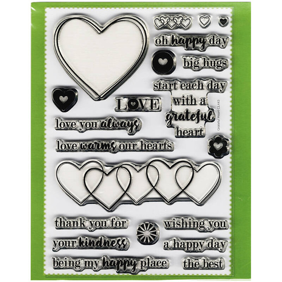 Wykrojnik + stempel - Poppystamps - Grateful Heart - serce