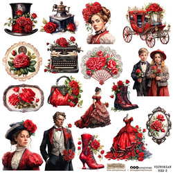 Naklejki - ScrapLove - Victorian red 2