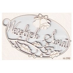Tekturka Winter joy ramka - Wesołych Świąt 01 - ramka z napisem - dzwonki i jemioła SC