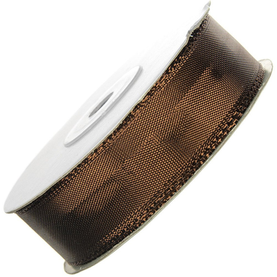 Wstążka metaliczna 25mm 22mb - 2132 brązowa