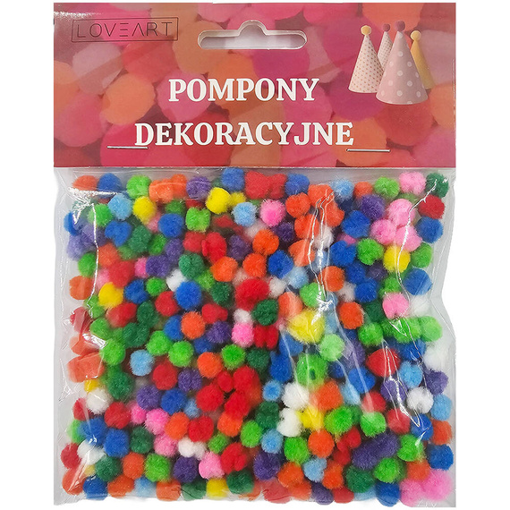 Pompony poliestrowe 7mm mix kolorów - 380szt - Loveart