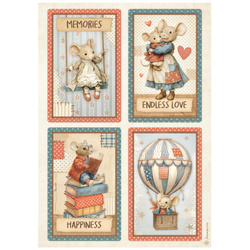 Papier ryżowy do decoupage A4 - Family 4 karty - Stamperia