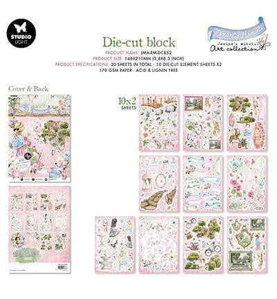 Zestaw papierów z elementami do scrapbookingu A5 - Romantic Moments