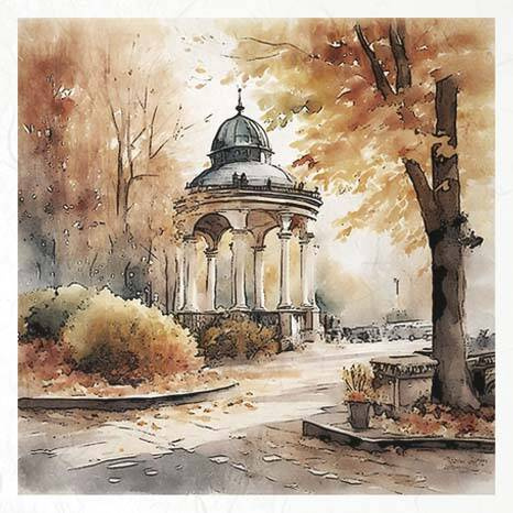 Zestaw papierów ryżowych - ITD RSM101 jesienne widoczki, jesień, park