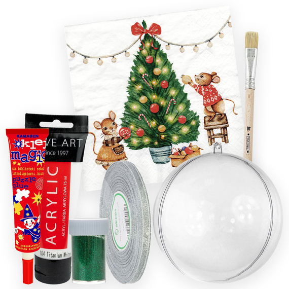 Zestaw decoupage z bombką akrylową 12cm