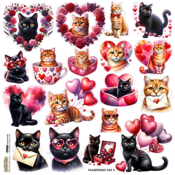 Naklejki - ScrapLove - Valentines Cat 2 