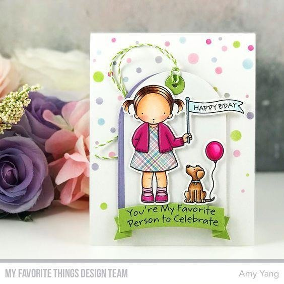 Stempel - My Favorite Things - Birthday Buddies dziewczynka z chorągiewką
