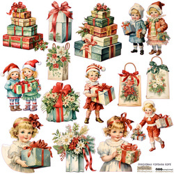 Naklejki - ScrapLove - Christmas vintage gift