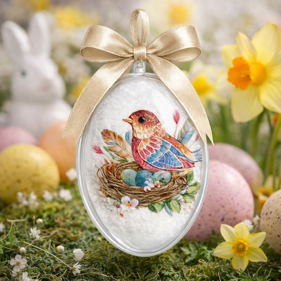 Zestaw do decoupage z jajkiem akrylowym 13 cm - wielkanocna dekoracja DIY