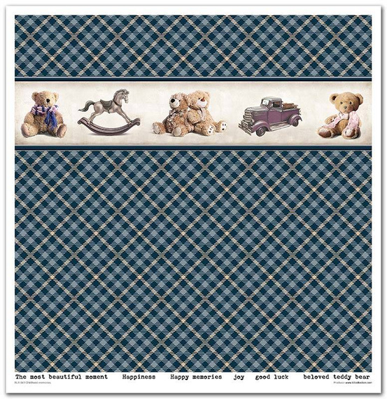 Zestaw papierów do scrapbookingu 30x30 - Childhood memories blue