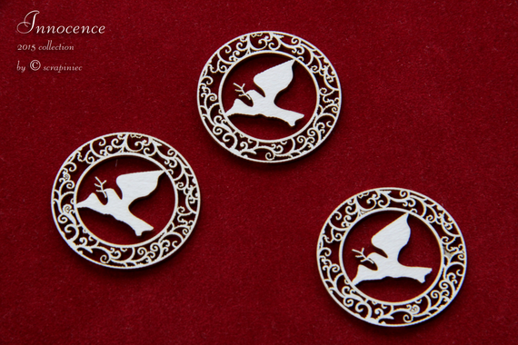 Tekturka Chrzest gołąb mały 02 Innocence 3szt - Scrapiniec