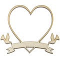 Drewniany dekor serce z szarfą i gołąbkami