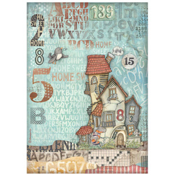 Papier ryżowy do decoupage A4 - Furry Friends domki - Stamperia