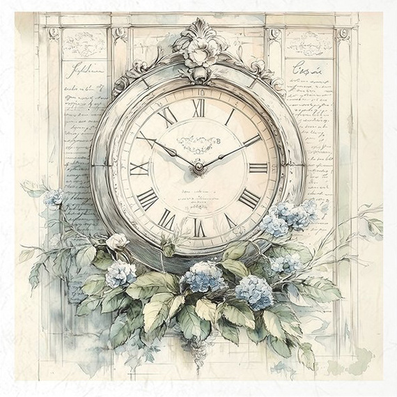 Zestaw papierów ryżowych - zegary - RSM167 - Itd Collection