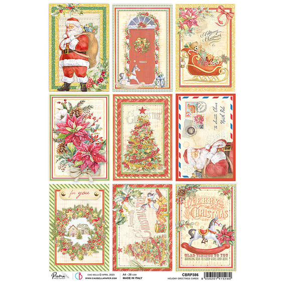 Papier ryżowy do decoupage A4 - Ciao Bella - Holiday Greeting cards