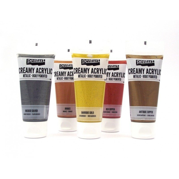 Farba akrylowa creamy acrylic metaliczna ant. miedź/metallic copper 60ml - Pentart