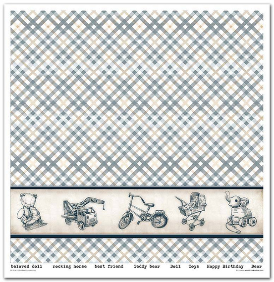 Zestaw papierów do scrapbookingu 30x30 - Childhood memories blue