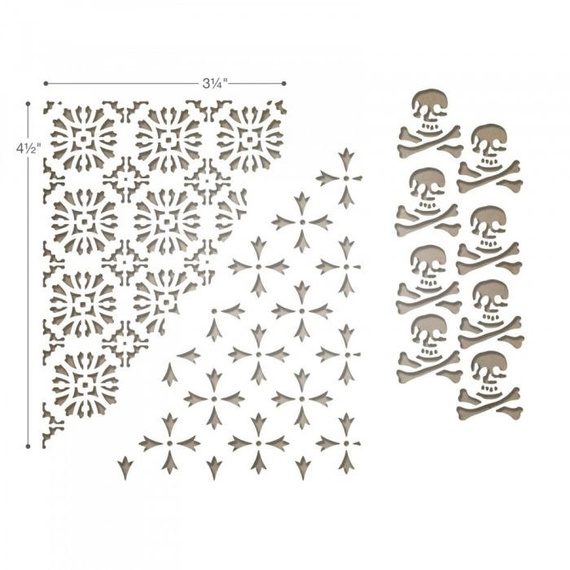 Wykrojnik Sizzix Thinlits - Mixed Media Halloween - czaszki narożniki