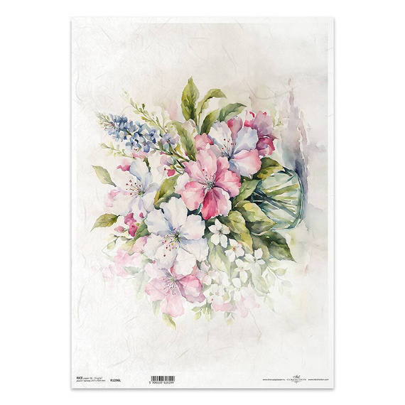 Papier ryżowy do decoupage A3 - bukiet kwiatów w wazonie - R196L - Itd Collection