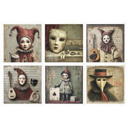 Zestaw papierów ryżowych - karnawał, maskarada, postacie teatralne - RSM221 - Itd Collection