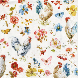 Serwetka do decoupage 33x33cm - Country Rooster koguty