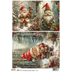 Papier ryżowy A4 - Scraplove - Christmas Forest Gnome 2 - Świąteczna leśne krasnale