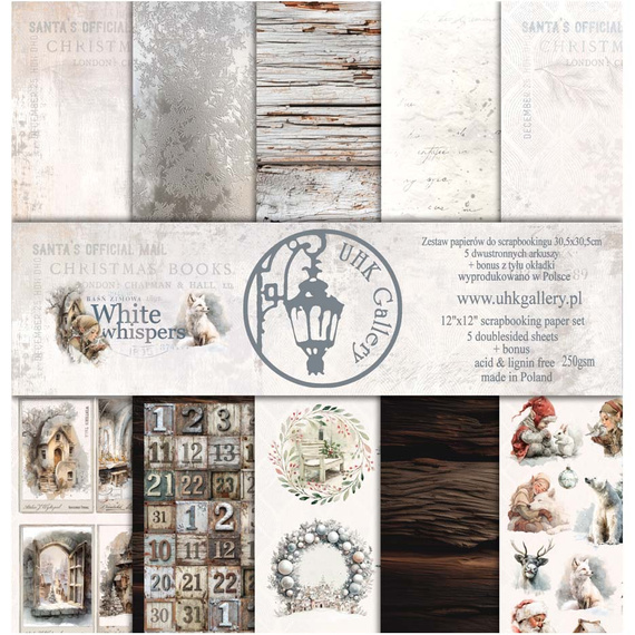 Zestaw papierów do scrapbookingu 30x30 - Uhk Gallery - White Whispers