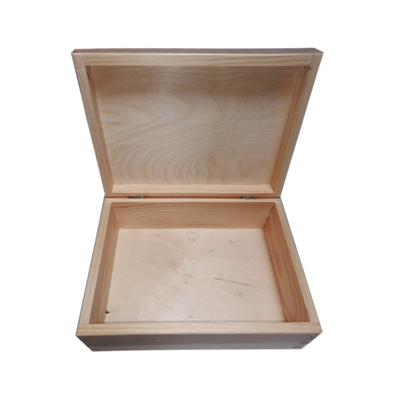 Drewniane pudełko na biżuterię - szkatułka sosnowa do decoupage 22×16×8 cm