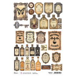 Papier ryżowy do decoupage A4 - Ciao Bella - Cabinet of Pharmacy butelki etykiety