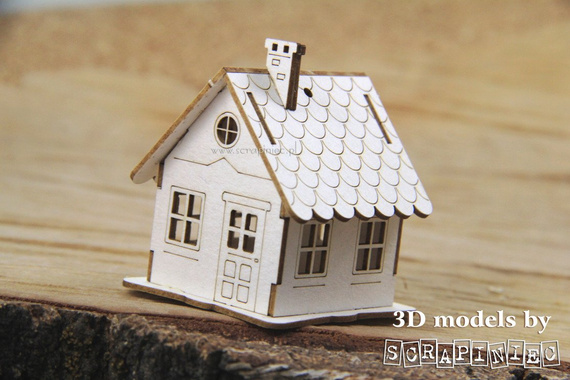 Tekturka 3D - Micro hut - mikro chatka - domek - 4cm wys - Scrapiniec