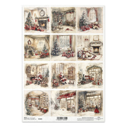Papier ryżowy do decoupage A4 - witryna sklepowa, Boże Narodzenie - R2685 - Itd Collection