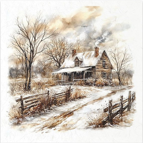 Zestaw papierów ryżowych - pejzaż zimowy, góry, natura, domki - RSM206 - Itd Collection