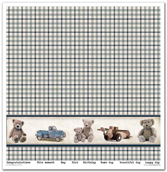 Zestaw papierów do scrapbookingu 30x30 - Childhood memories blue