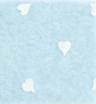 Filc 30x40cm jasny niebieski w białe serduszka