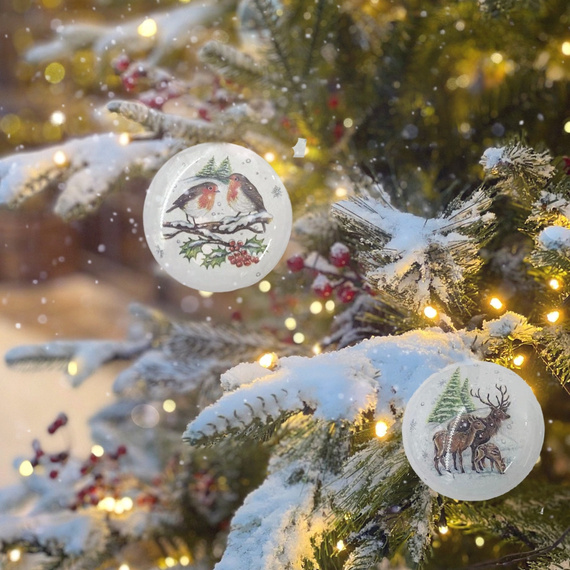 Zestaw startowy do decoupage medaliony zwierzęta zima