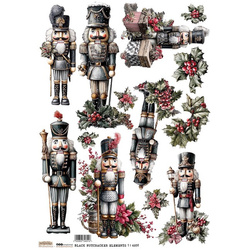 Papier ryżowy A4 - Scraplove - Black Nutracker Elements 1 - Czarny dziadek do orzechów